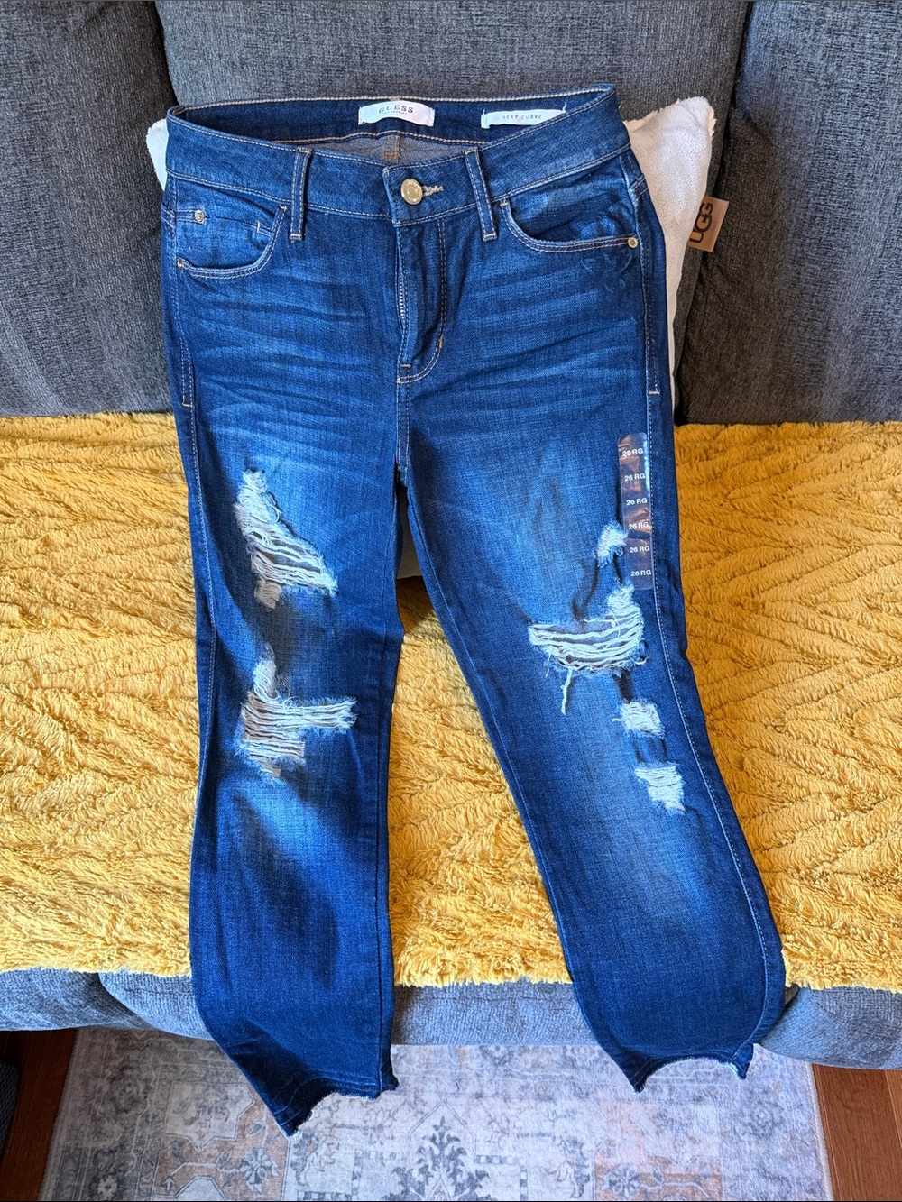 Guess Women’s Distressed Dark Blue Ripped Jeans